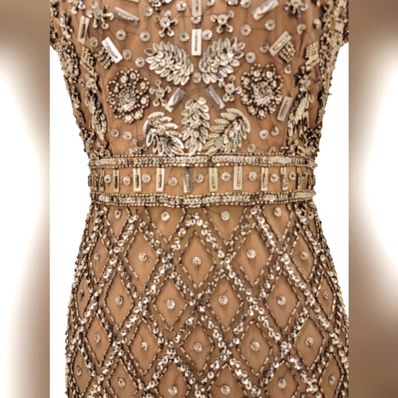 Adrianna Papell Embroidery Sequins Beaded Evening Wedding or Prom Gown - Picture 7 of 16